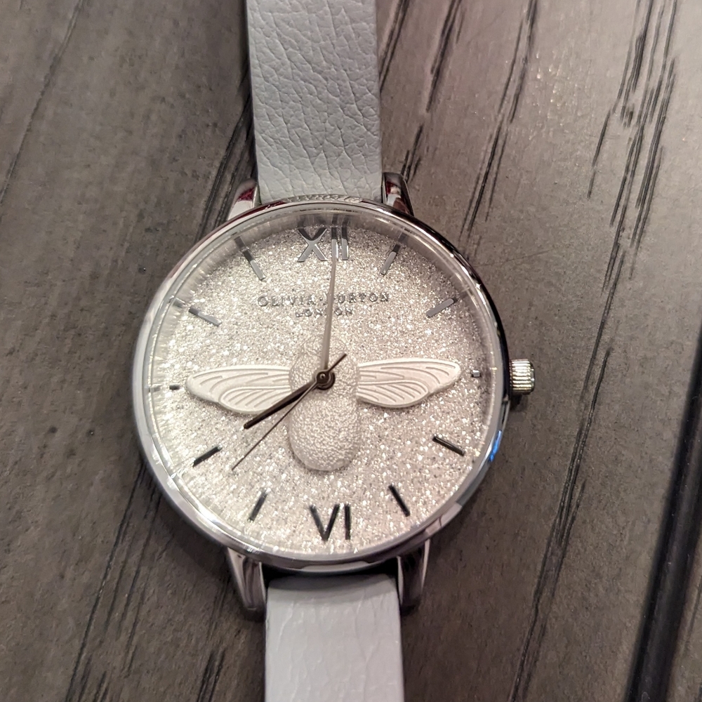 Women's Watch Olivia Burton Silver Glitter Bee